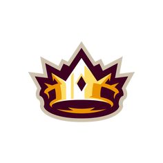 a crown with the letter h on it's side, in gold and purple