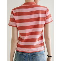 Summer Stripe Teen Girl Shirt  Material: 95%Cotton+5%Spandex  Style: Teen Girl Shirt Size: S, M, L, XL, 2XL, Color: Pink  Occasion: Outdoor, Daily,  Vacation White Graphic Tee, Oversized Graphic Tee, Black Graphic Tees, Summer Stripes, Girl Shirt, Vintage Butterfly, Vintage Summer, Striped Tee, Cotton Style