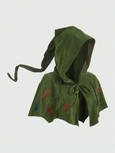 Leaf Embroidery Crop Costume Hooded Cape Army Green Casual  Short Sleeve Suedette Plants  Slight Stretch  Women Clothing, size features are:Bust: ,Length: ,Sleeve Length: Robin Hood Kostüm, Mantel Cape, Hooded Cape, Cape Coat, Robin Hood, Cloak, Larp, Lightweight Jacket, Outerwear Women