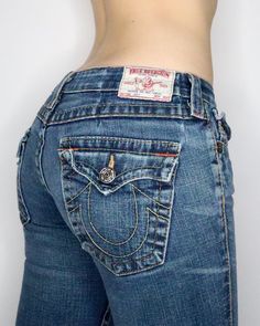 True Religion Flare Jeans (Small) True Religion Jeans Flare, True Religion Jeans Aesthetic, Embroiderd Jeans, 2000s Low Waisted Jeans, Low Rise Jeans Outfit 2000s, Low Waisted Flared Jeans, Crochet Jeans, True Religon, Brazilian Jeans