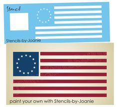 an american flag with the name stencit - by - person written on it