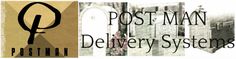 two different types of posters with the words post man and delivery systems written in black