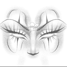 a drawing of a woman's face with long eyelashes