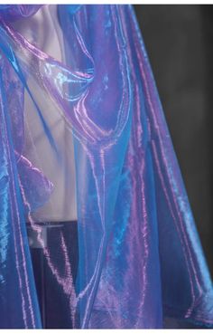 Purple Mermaid Aesthetic, Sirens Fashion, Holographic Blue, Iridescent Dress, Iridescent Fabric, Iridescent Purple, Wedding Kimono, Purple Mermaid