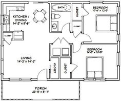 the floor plan for a two bedroom apartment with an attached bathroom and living room area