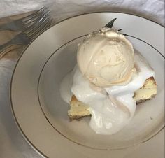 a plate topped with an ice cream dessert