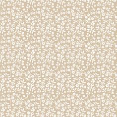 a beige and white wallpaper with small leaves on the bottom, in an ornate pattern