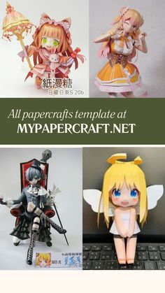 all papercraft templates available at mypapercraft.net My Papercraft.net, Touhou Papercraft Template, Paper Figures Templates, Character Papercraft Template, Paper Craft Figure Template, Anime Crafts Diy Free Printable, Paper Printable Crafts, Hatsune Miku Papercraft Template, Anime Paper Craft Templates