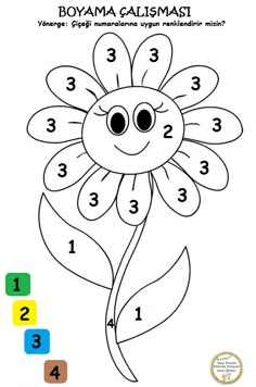 a flower with numbers on it for children to learn how to draw and color the flowers