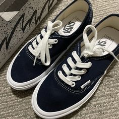 Brand New With Original Packaging Bought From Ssense Women Size Us 7 = Men Size Us 5.5 Navy Color Light Blue Vans, Vans Comfy Cush, Velvet Vans, Gray Vans, Blue High Tops, Vans Vault, Skater Shoes, Blue Vans, Classic Vans