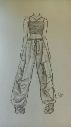 a drawing of a woman's pants and top