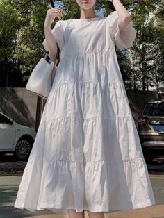 ZANZEA Women Summer Dress Fashion Short Puff Sleeve Sundress Causal Party Long Vestidos Solid Kaftan Sundress Long Sleeves, Long Puff Sleeve Maxi Dress, Women Summer Dress, Ruffles Dress, Short Puff Sleeve, Summer Fashion Dresses, Kaftan Dress, Dress Vintage, Fashion Summer