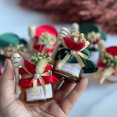 miniature figurines made to look like christmas decorations