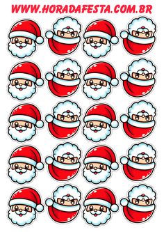 santa claus stickers are shown in red and white, with the words hordaafesta com br