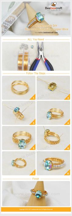 the instructions for how to make an elegant ring with swarong and crystal stones