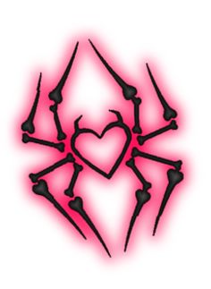 a pink and black heart surrounded by lines