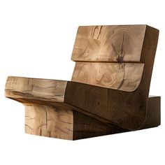 a chair made out of wood sitting on top of a white floor