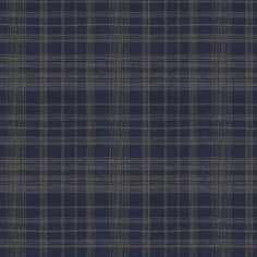 a dark blue and beige plaid fabric