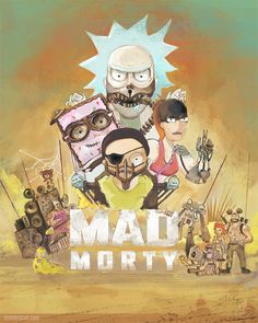 the poster for madi morty is shown in front of an image of people