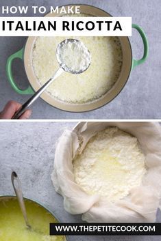 how to make italian ricotta in a pot with a ladle on the side