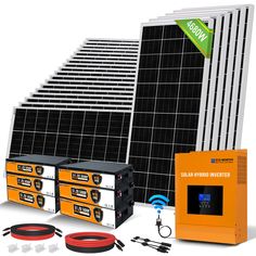 the solar power system includes three batteries, two cables and an invertible charger