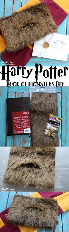 the harry potter book of monsters diy is made with fake fur and leathers