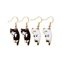 PRICES MAY VARY. 【Material】 These earrings are made of high quality alloy. Nickel free, hypoallergenic. Light weight, comfortable to wear. Not easy to fade and break, durable. 【Design】 Various cat for your choice, there are ginger cat, cow cat, calico cat, grey colored cat and siamese cat! If you have cat pet, you can buy this earrings as a keepsake, or give them as gift to cat lover! 【Size】 1.57inch*0.43inch 【Perfect Gift】 These earrings will be wonderful gifts for mother, daughter, friends, lo Metal Cat Design Drop Earrings, Cat Calico, Cat Grey, Cartoon Kitten, Cat Cow, Earrings Funny, Cow Cat, Aesthetic Earrings, Ginger Cat