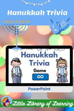 the hanukkah trivia game is displayed in front of a computer screen