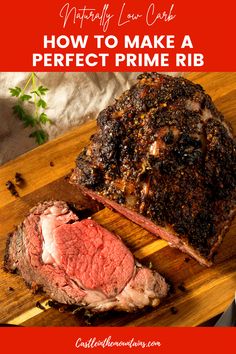 how to make a perfect prime rib roast on a wooden cutting board with parsley