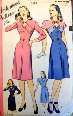 Hollywood Pattern 1628 1940s Hollywood, 1960’s Fashion, Vintage Mannequin, Fashion Courses