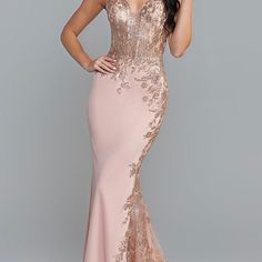 This Dress Is Beautiful Color And Quality. Didn’t Get Chance To Wear It Because It Doesn’t Fit Me. Quince Dresses For Mom, Rosegold Dresses Formal, Formal Dresses Long Classy, Quinceanera Mom Dress, Rose Gold Evening Gown, Rose Gold Formal Dress, Rose Gold Party Dress, Prom Dress With Gold, 2022 Prom Dresses