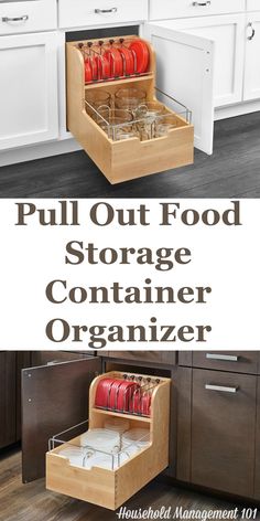 pull out food storage container organizer for kitchen cabinets