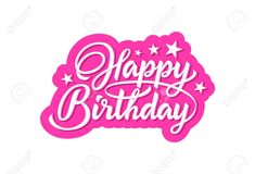 happy birthday lettering with stars on white background