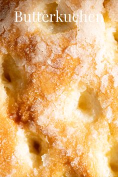 Macro image of Butterkuchen or German butter cake. German Vanilla Cake, German Butter Kuchen Recipe, German Yeast Cake, Dutch Cake Recipes, German Kuchen Recipes Coffee Cake, German Crumb Cake, Dutch Butter Cake Recipe 12 Tomatoes, German Sugar Cake, German Butter Cake Recipe