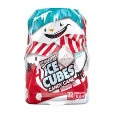 ice cubes candy cane with an image of a penguin on the front and bottom