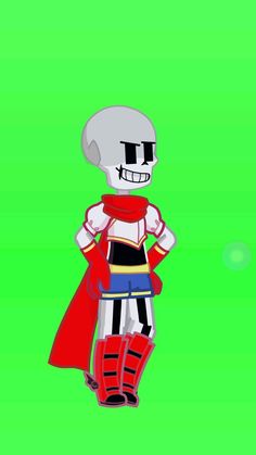 a cartoon skeleton dressed as a pirate standing in front of a green background