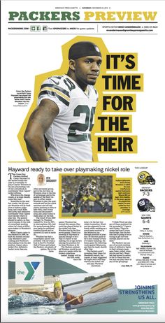 the front page of a newspaper with an image of a football player