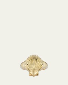 Mateo ring depicts a scallop shell    Polished 14karat yellow gold    Tapered band    Wipe clean    Made in USA Travel Size Perfume, Evening Flats, Cocktail Jacket, Scallop Shell, Scallop Shells, Loafer Mules, Cleanser And Toner, Platform Pumps, Bergdorf Goodman