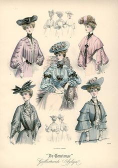 3-11-11  Bodices, 1903 the Netherlands, De Gracieuse 1903 Fashion, Edwardian Fashion Plates, Mode Prints, Fashion Illustration Vintage, 20th Century Fashion