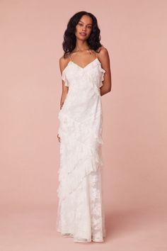 Rialto Lace Maxi Dress White Ruffle Maxi Dress, Love Shack Fancy Long Dress, Long White Graduation Dress, Boho Maxi Dress White, Ruffle White Dress, Country Graduation, Recruitment Dresses, Ruffle Lace Dress, Rose Latte