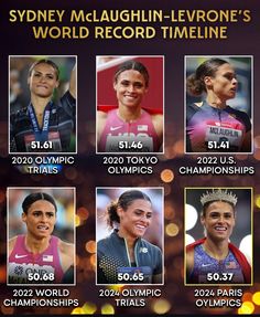 the women's world record time line is shown in this graphic above an image