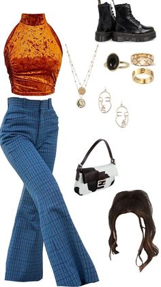 Outfit Inspo 70s Aesthetic, 70s Inspired Outfits Aesthetic, How To Dress Like The 70s Fashion, 70s Dancing Queen Outfit, Flared Jeans Outfit 70s, Retro Concert Outfit, 70s Elegant Fashion, Gvf Concert Outfit Ideas, Bold Chic Fashion