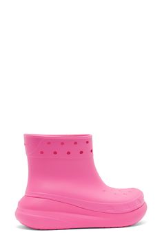 A chunky platform and a waterproof finish add contemporary-chic appeal to a CROCS classic in this lightweight, adventure-ready boot. Lightweight: puts cushioning and performance underfoot with an emphasis on streamlined comfort Waterproof: protects against rain, puddles and slush to keep feet dry in wet conditions 2" heel Synthetic upper, lining and sole Imported Nordstrom, Boots, Crocs Boots, Gender Inclusive, Contemporary Chic, Chunky Platform, Platform Boots, Emphasis, Nordstrom Rack