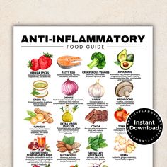 Anti Inflammatory Diet Food List, Anti Inflammatory Food Chart for Meal Planning and Recipes, Anti Inflammatory Food Guide, Printable PDF Transform your meal planning with our Anti Inflammatory Diet Food List--a comprehensive Anti Inflammatory Foods Visual Guide for Meal Planning and Recipes designed to support your health journey. This digital download provides a detailed chart of foods to eat for managing conditions like rheumatoid arthritis, inflammatory bowel disease (such as Crohn's disease Antiinflammatory Food List, Inflammation Foods, Inflammation Diet, Food Chart, Inflammatory Diet, Food Charts, Inflammatory Foods, Fatty Fish, Workout Chart