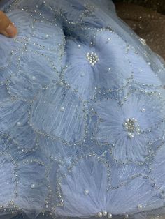 Baby Blue Beaded Lace Fabric sell by yard 1 listing is for 1 yard Width: about 125cm-130cm Soft tulle fabric decorated with 3d net flowers, silver beads and plastic pearls. Baby blue, a very stunning color for an evening dress.  Multiple yardage will come in one piece. Welcome bulk order, convo me for the discount. Blue Organza Tulle Fabric For Wedding, Blue Tulle Fabric For Party, Sweet 16 Winter Wonderland, Net Flowers, Blue Fabric Texture, Blue Fabrics, Baby Blue Dress, Light Blue Fabric, Latest Model Blouse Designs