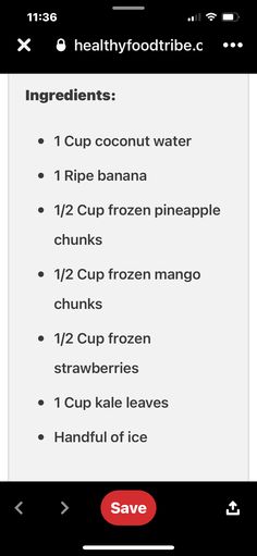 an iphone screen showing the instructions for how to make a smoothie in less than two minutes