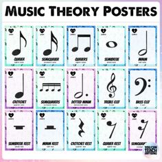 music theory posters with notes and symbols