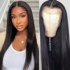 Black Wigs Straight, Black Straight Hair Wig, Black Straight Lace Front Wigs, Straight Jet Black Wig, Black Lace Wig Straight, Hd Lace Frontal Wigs, Tangle Free Hair, Brazilian Straight Human Hair, Hair Wigs For Black Women