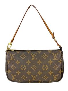 This Authentic Louis Vuitton LV monogram pochette accessories bag is a must-have for any fashion-forward woman. The beautiful brown color and coated finish make it a versatile accessory that can be paired with any outfit. The bag has a rectangular shape with a zip closure and a top handle for easy carrying. It measures 9.3 inches in width, 5.3 inches in height, and 1.6 inches in depth, making it a small but practical size. The bag features a detachable strap with a drop of 6.5 inches, providing flexibility in how it is carried. The gold-color hardware adds a touch of luxury to the bag, while the textile lining material and textile fabric type ensure durability. This bag is perfect for travel, weddings, parties, and both casual and formal occasions. Pochette Accessories, Accessories Bag, Lv Monogram, Textile Fabrics, Authentic Louis Vuitton, Brown Color, Top Handle, 6 Inches, Bags Handbags