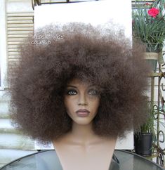 This is FANTASTIC!  All my wigs are BRAND NEW and come with care instructions.   This is a Big Jumbo Afro wig .. Color:  Brown.   This is a unisex wig for men and women. This is a SHAKE AND PICK Wig.  When you receive this just Shake it very hard to wake up the fibers, and then use an Afro Pick to finish the styling and I will include a FREE pick as a gift. I will have more colors in a few weeks.   Please be sure to order carefully because ALL SALES ARE FINAL FOR HEALTH REASONS.  This is a good thing.  You will never get a wig that has been on another persons head. AND .. I ship super fast by Priority Mail!  Thanks for shopping Wildcat Wigs .. over 20 years in the wig biz! ,, Bob Afro Pick, Afro Wig, Wig Brown, Wig Costume, Wig Color, Afro Wigs, You're Amazing, Brown Wig, 4c Hairstyles